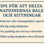 Tips för att delta i nationernas baler och sittningar